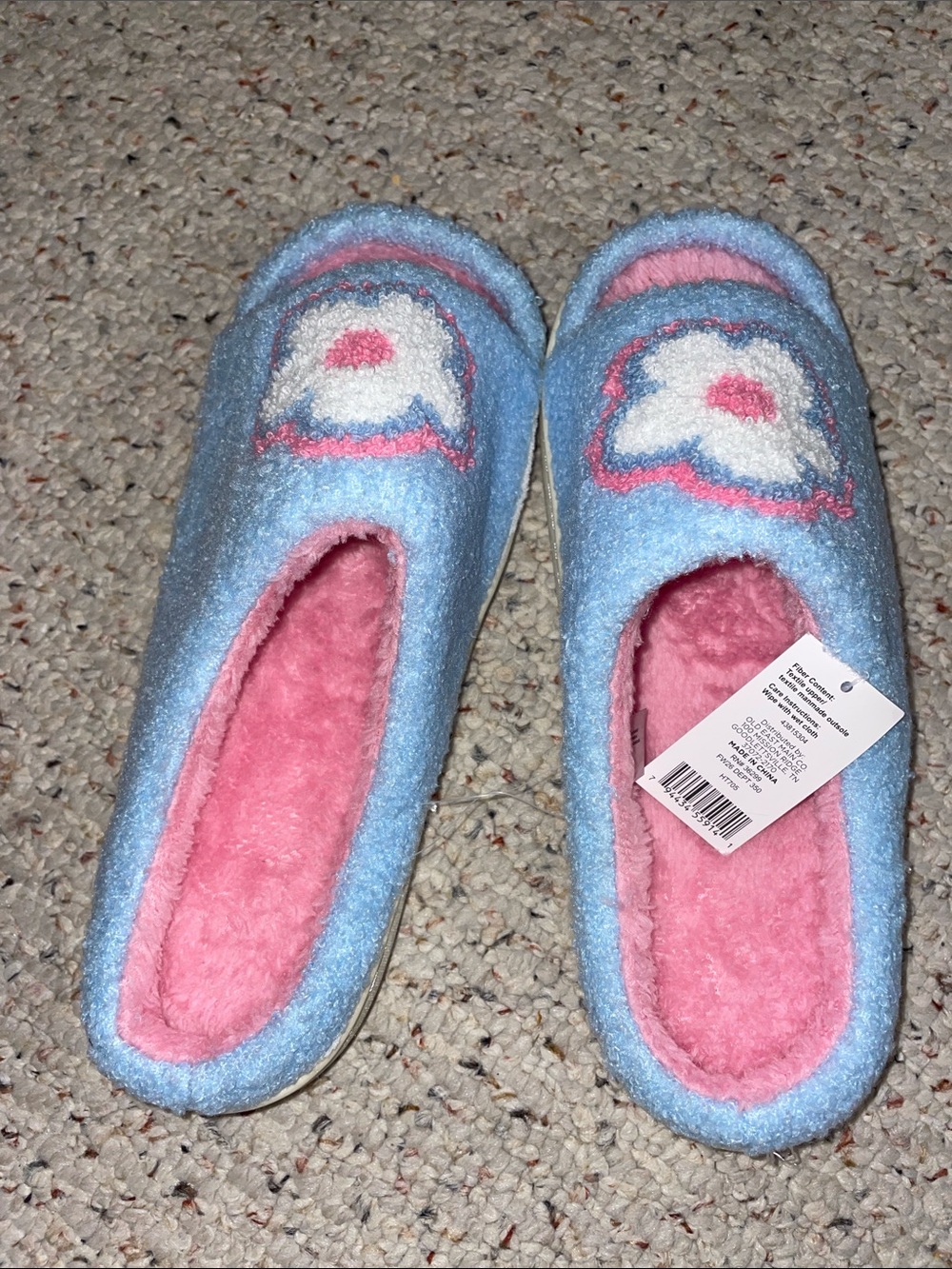 Cozy Blue and Pink Floral Women's Slip-On Slippers